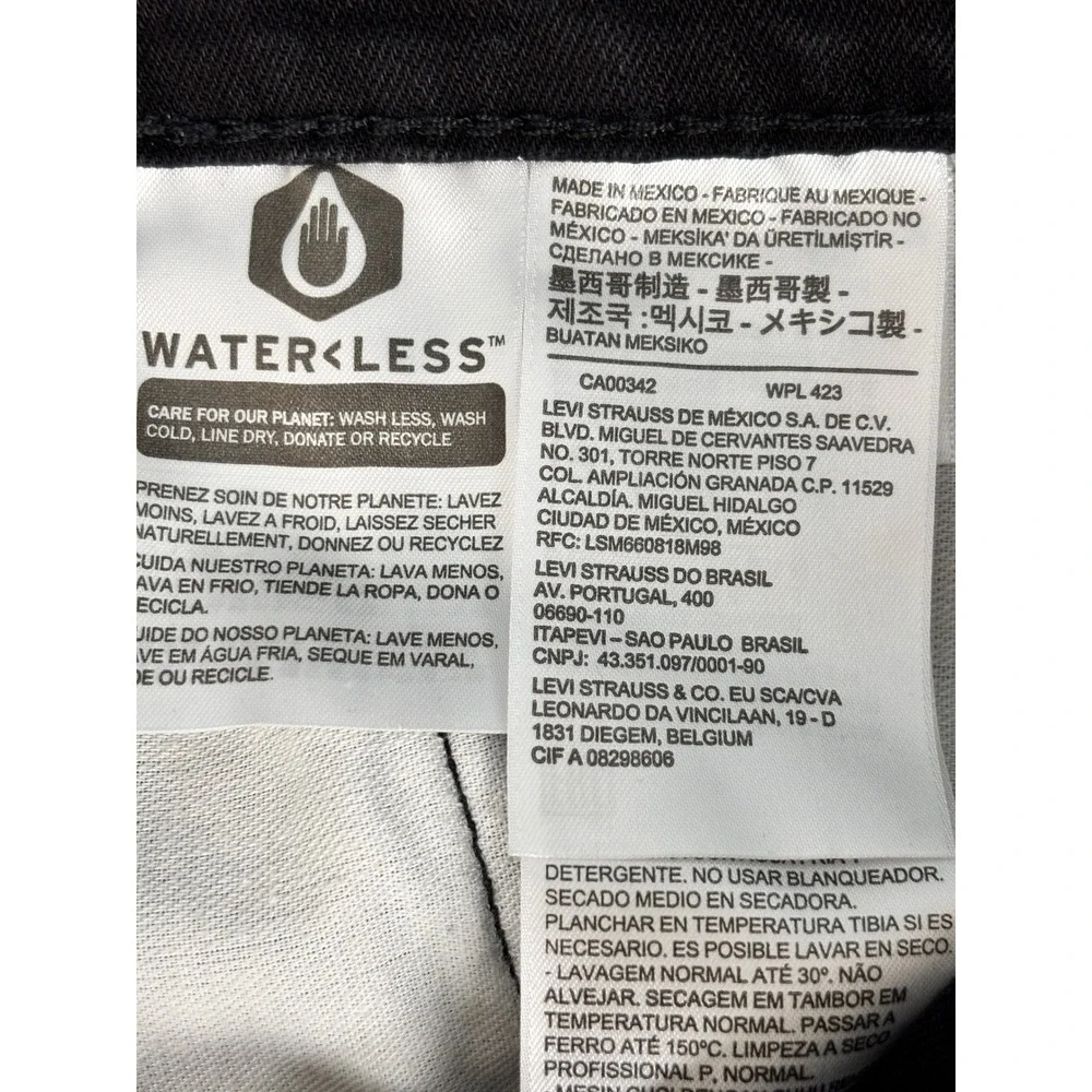 Levis 502 Regular Taper Jeans Mens 34x34 Black Water Less Denim Pants